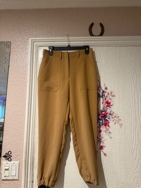 Veronica Beard Mustard/Tan Wide-Leg Trousers